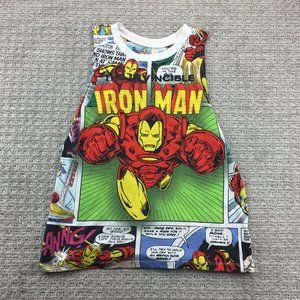 Iron Man Comics Shirt Men Extra Small XS White Sleeveless Tank All Over Print